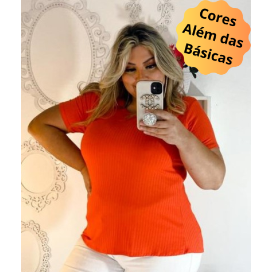 (PLUS) Blusa Canelado Liso